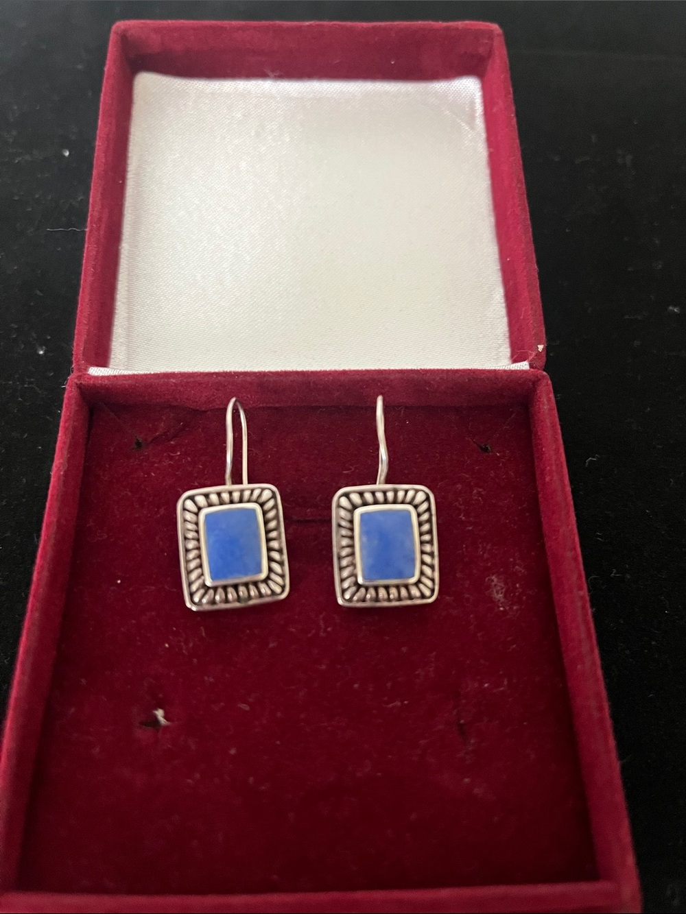 Vintage 925 Sterling Silver Lapis Earrings